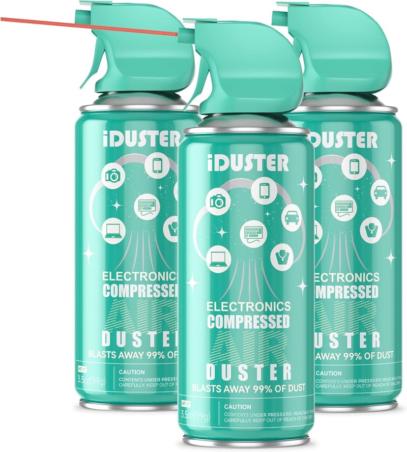 iDuster Compressed Canned Air Duster for Computer - Disposable Electronic Keyboard Cleaner for Cleaning Duster, 3PCS(3.5oz) - Image 1